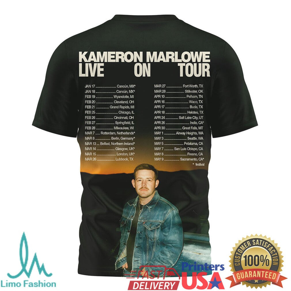 Kameron Marlowe Official Tour 2026 Merchandise Portrait T Shirt - Limotees LLC