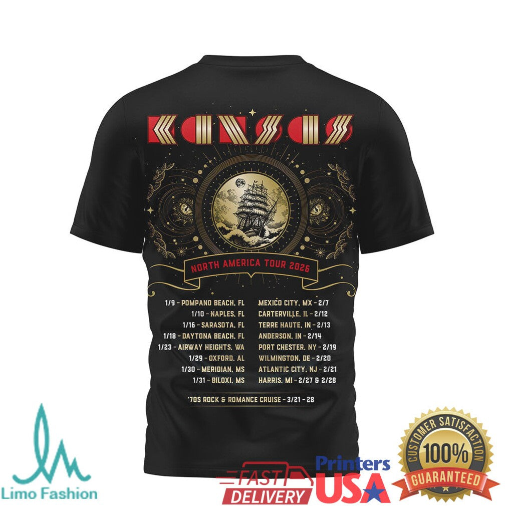 Kansas Band Est. 1974 North America Tour 2026 T Shirt - Limotees LLC
