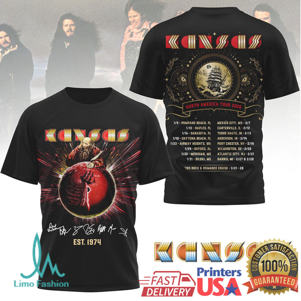 Kansas Band Est. 1974 North America Tour 2026 T Shirt - Limotees LLC