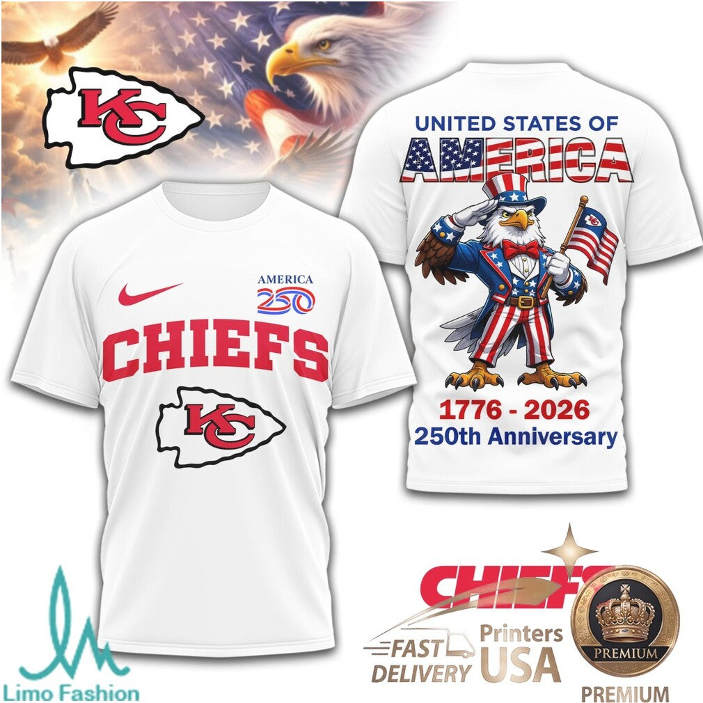 Kansas City Chiefs 250th Anniversary Patriotic Eagle T Shirt - Limotees LLC