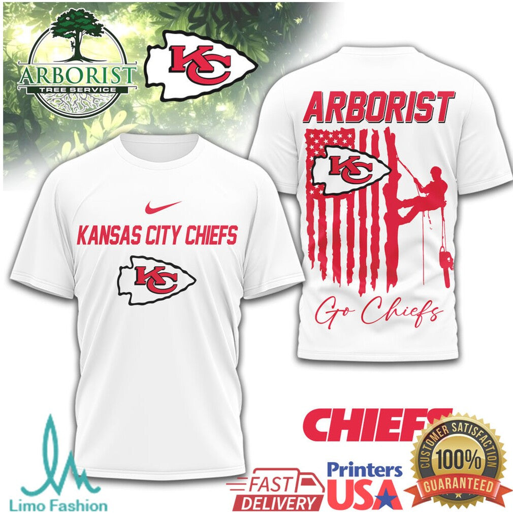 Kansas City Chiefs Arborist Tree Service American Flag T Shirt - Limotees LLC
