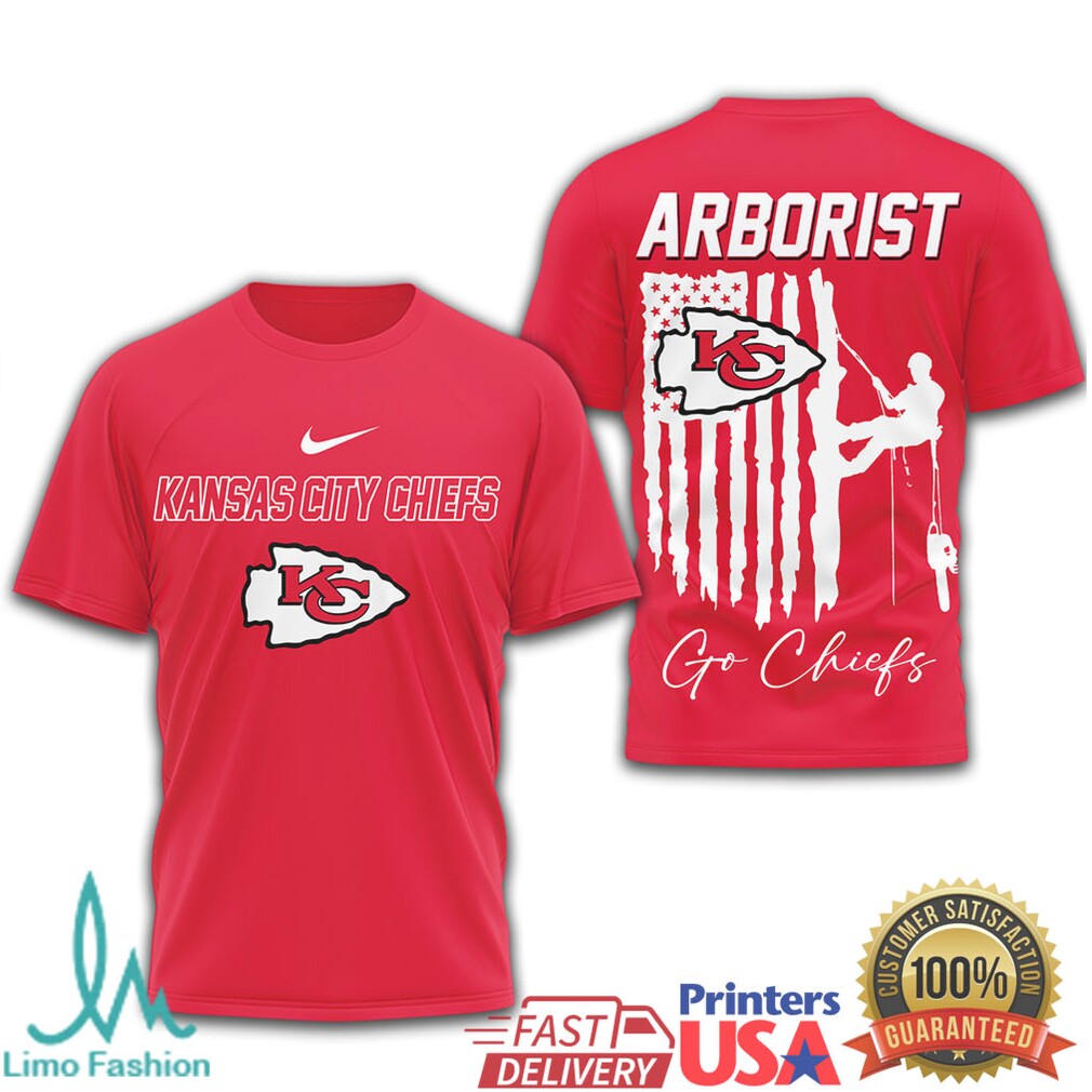 Kansas City Chiefs Arborist Tree Service American Flag T Shirt - Limotees LLC
