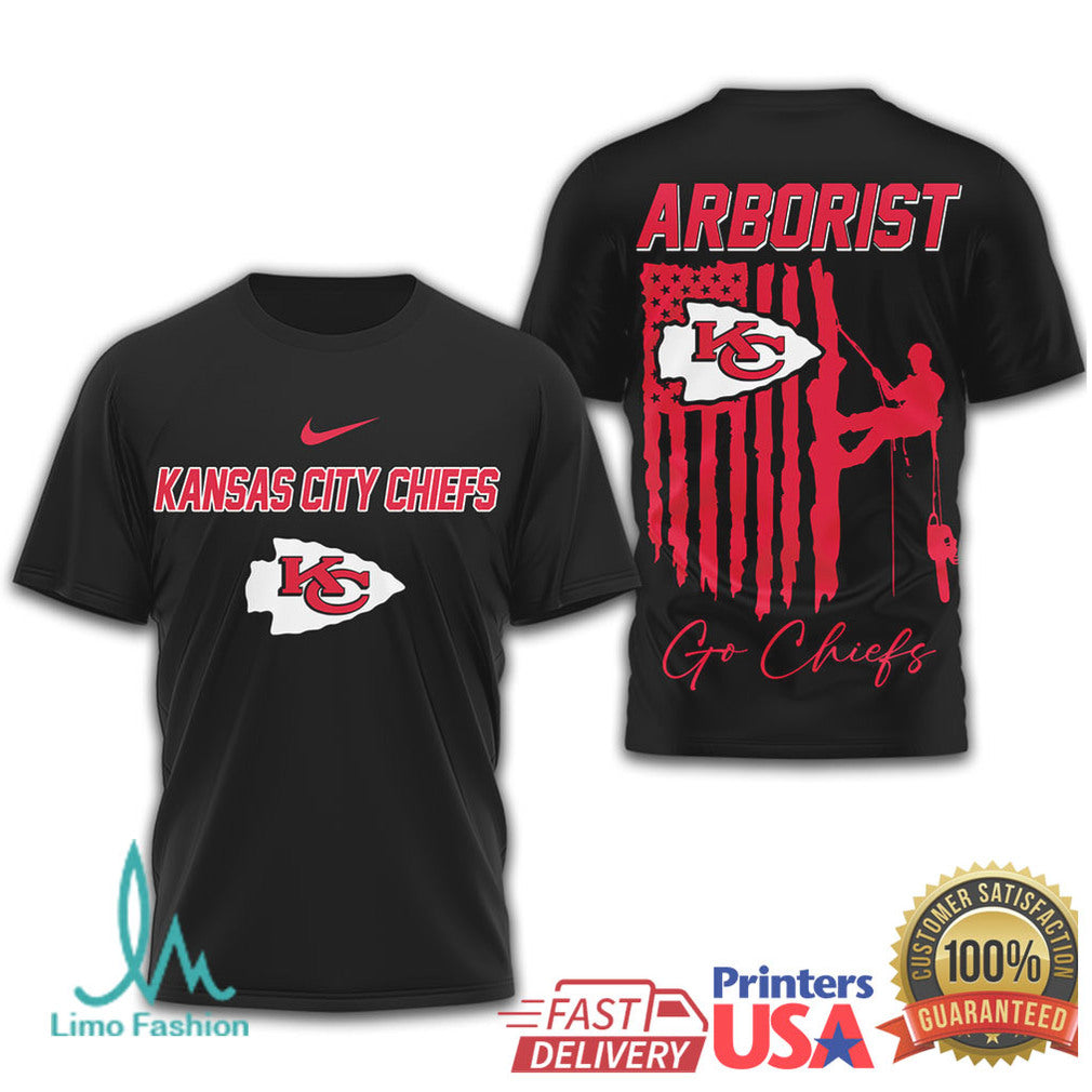 Kansas City Chiefs Arborist Tree Service American Flag T Shirt - Limotees LLC
