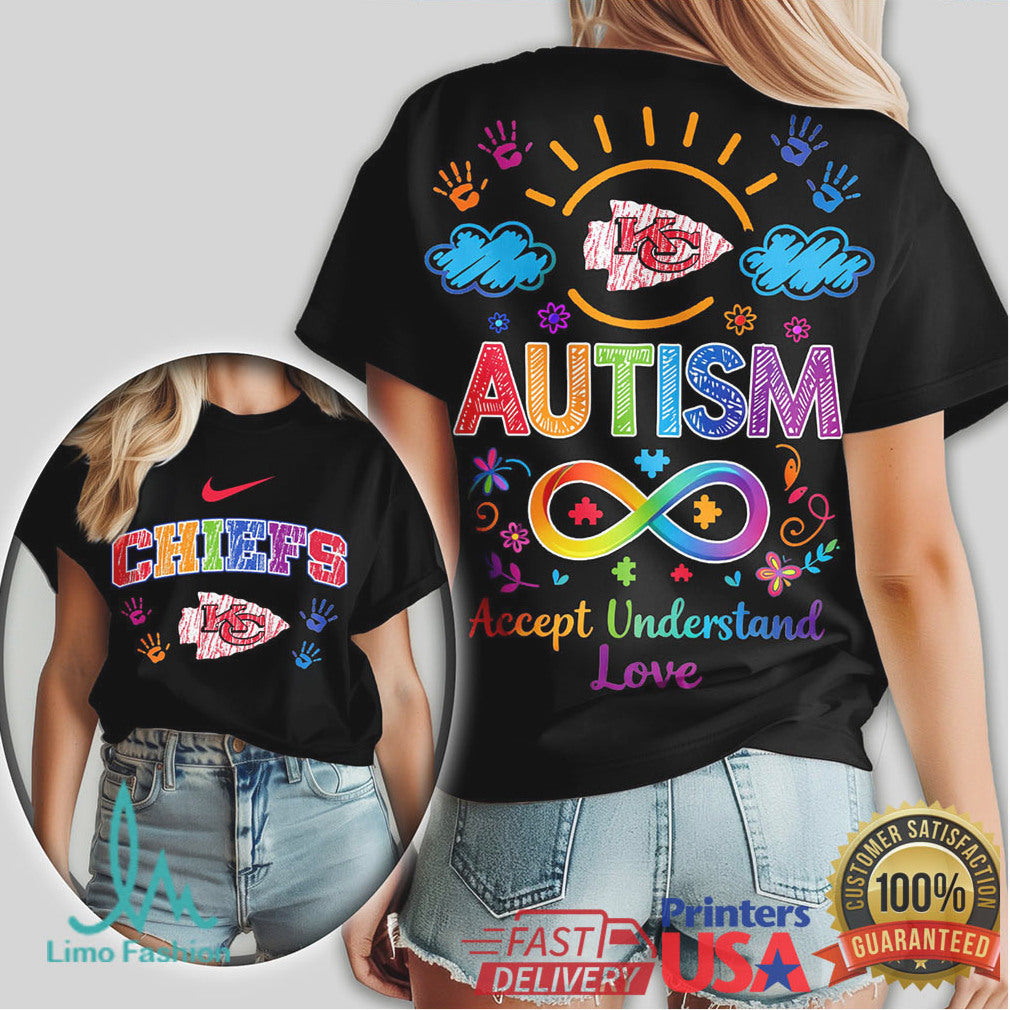 Kansas City Chiefs Autism Awareness Accept Understand Love Infinity T Shirt - Limotees LLC
