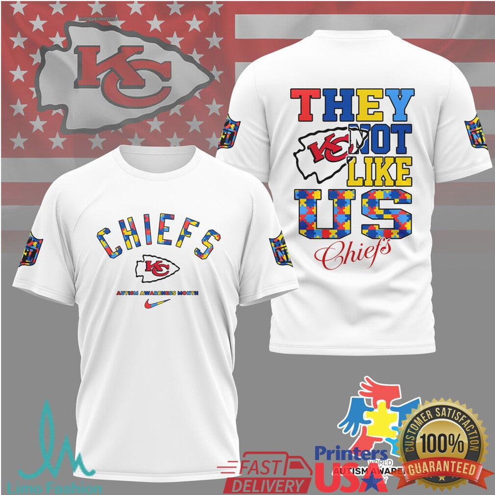 Kansas City Chiefs Autism Awareness They Not Like Us T Shirt - Limotees LLC