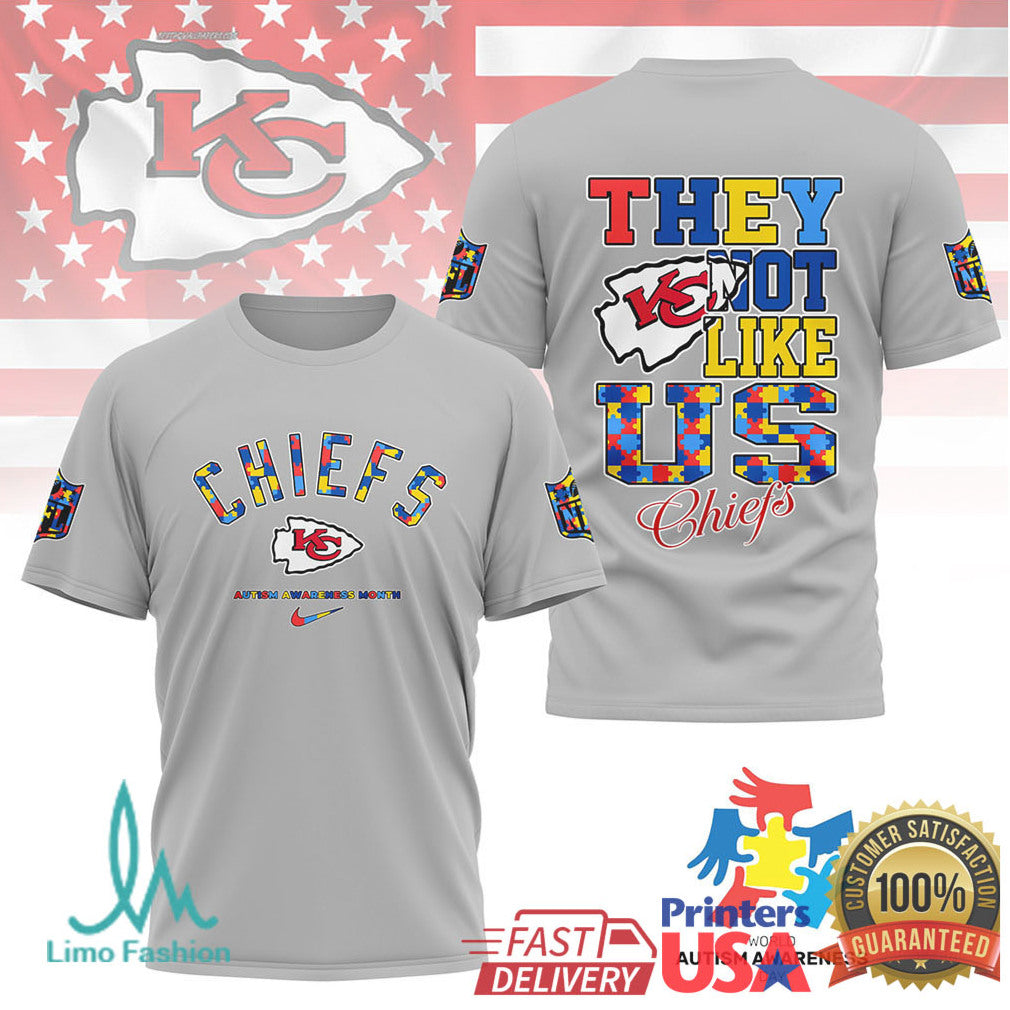Kansas City Chiefs Autism Awareness They Not Like Us T Shirt - Limotees LLC