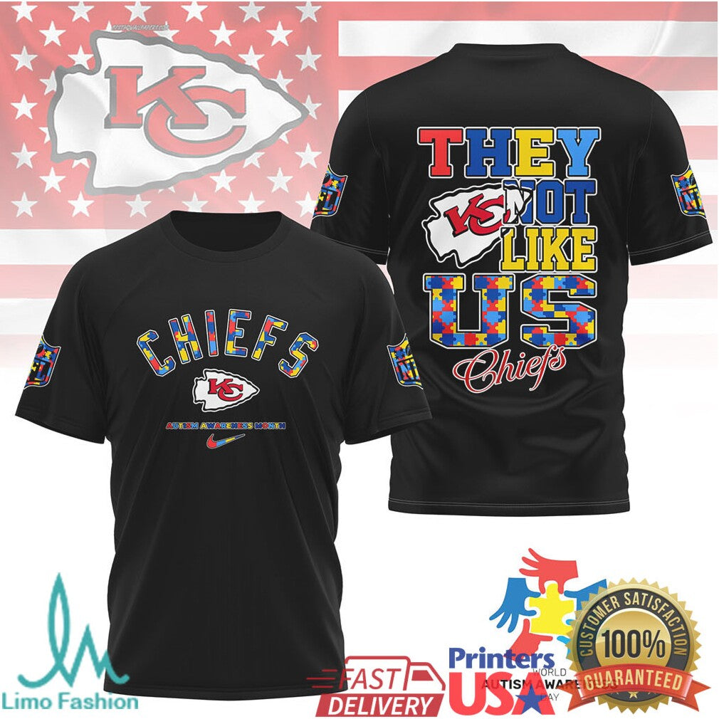 Kansas City Chiefs Autism Awareness They Not Like Us T Shirt - Limotees LLC