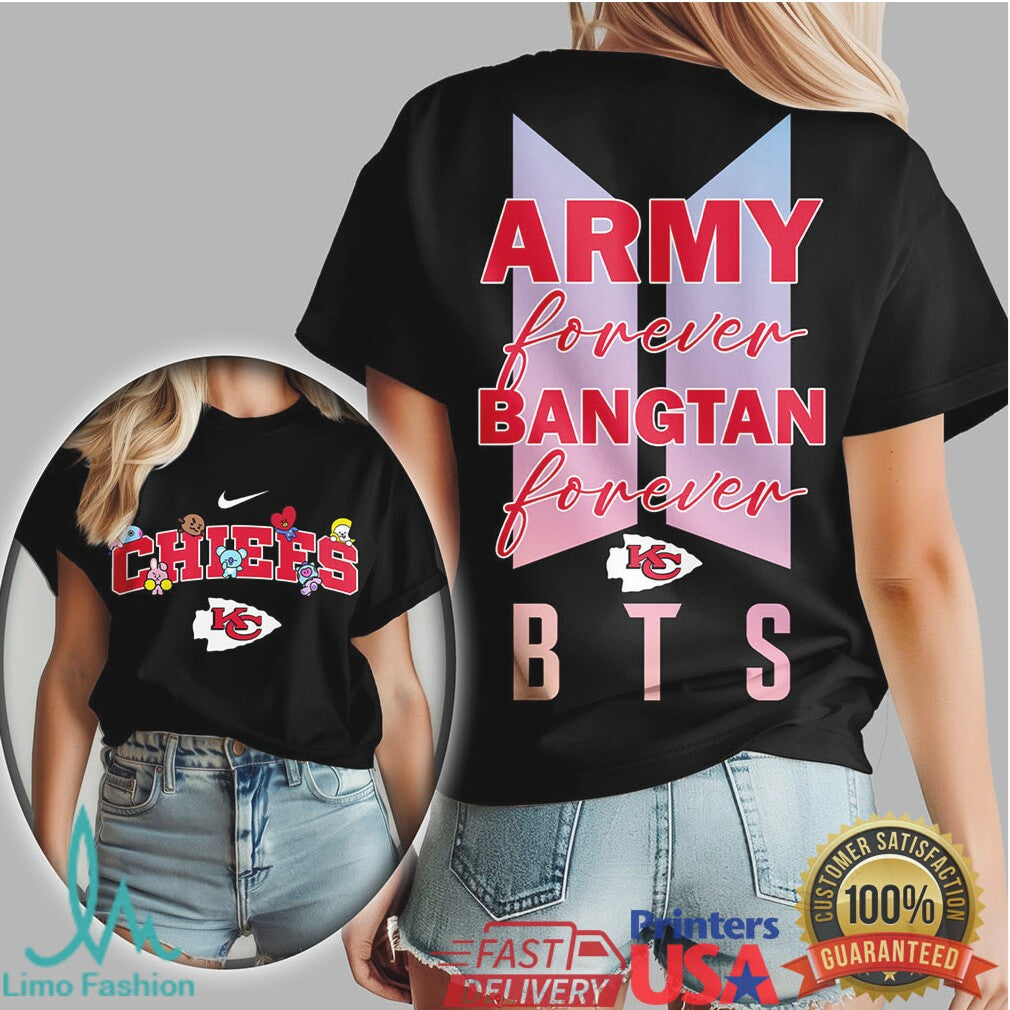 Kansas City Chiefs BTS Army Forever Shirt Bangtan Forever BT21 Fan Tee - Limotees LLC