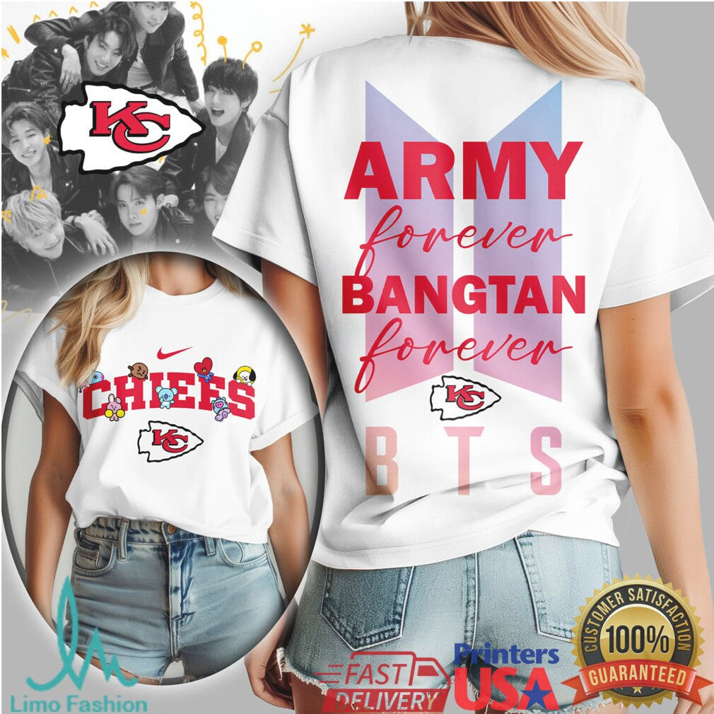 Kansas City Chiefs BTS Army Forever Shirt Bangtan Forever BT21 Fan Tee - Limotees LLC