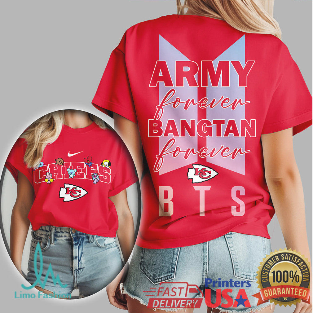 Kansas City Chiefs BTS Army Forever Shirt Bangtan Forever BT21 Fan Tee - Limotees LLC