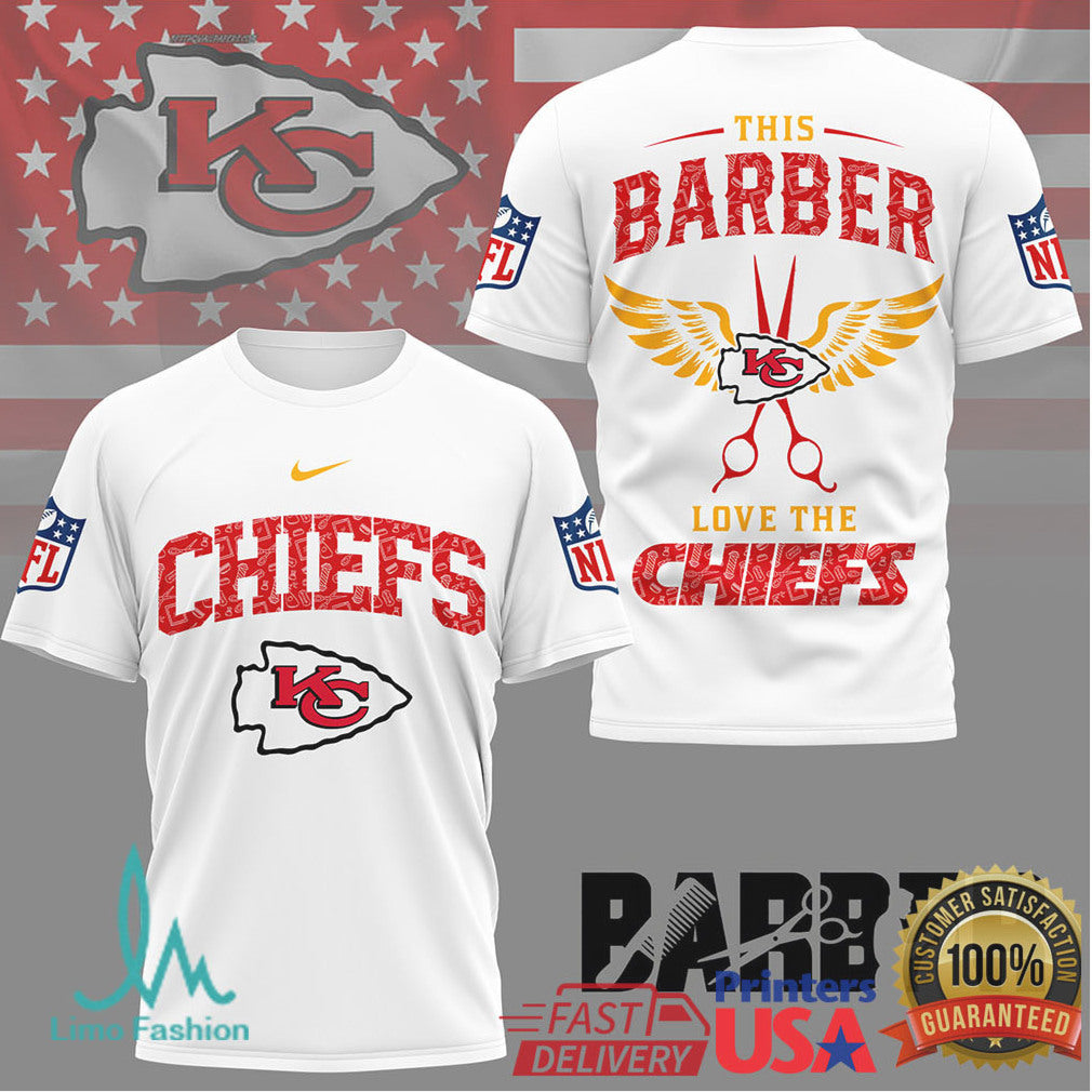 Kansas City Chiefs Barber Edition Wings and Scissors Graphic Tee - Limotees LLC