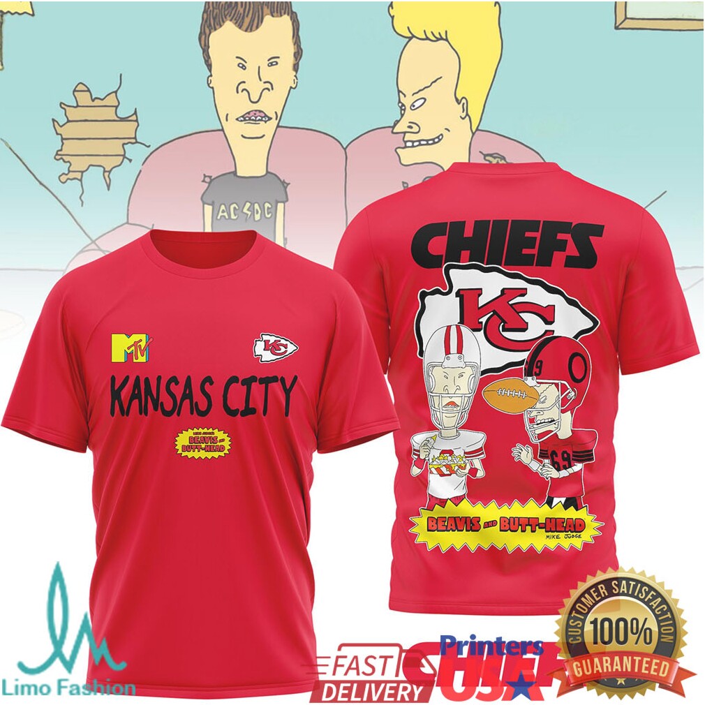 Kansas City Chiefs Beavis and ButHead Retro Cartoon Fan T Shirt - Limotees LLC
