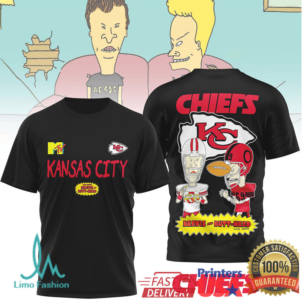 Kansas City Chiefs Beavis and ButHead Retro Cartoon Fan T Shirt - Limotees LLC