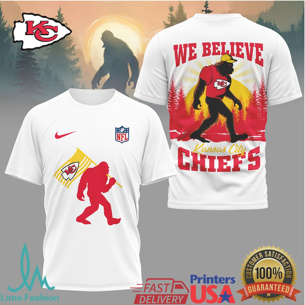 Kansas City Chiefs Bigfoot “We Believe” NFL Fan T Shirt