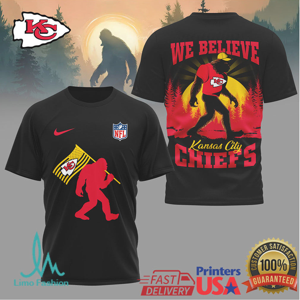 Kansas City Chiefs Bigfoot “We Believe” NFL Fan T Shirt