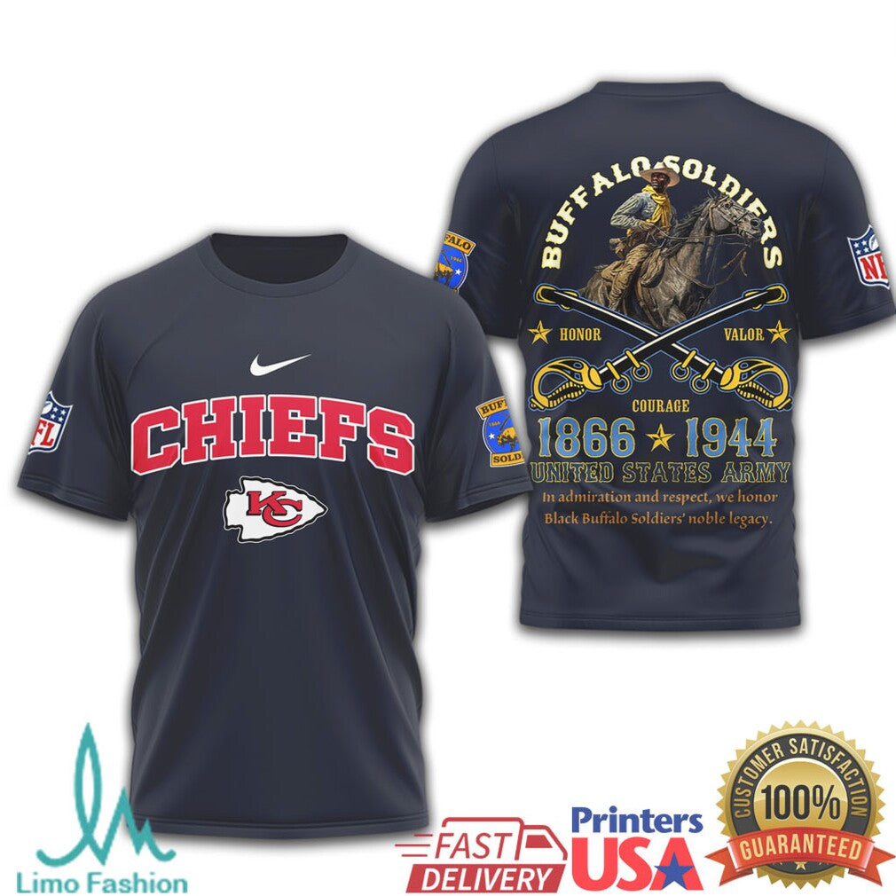 Kansas City Chiefs Buffalo Soldiers US Army 1866 1944 Courage T Shirt - Limotees LLC