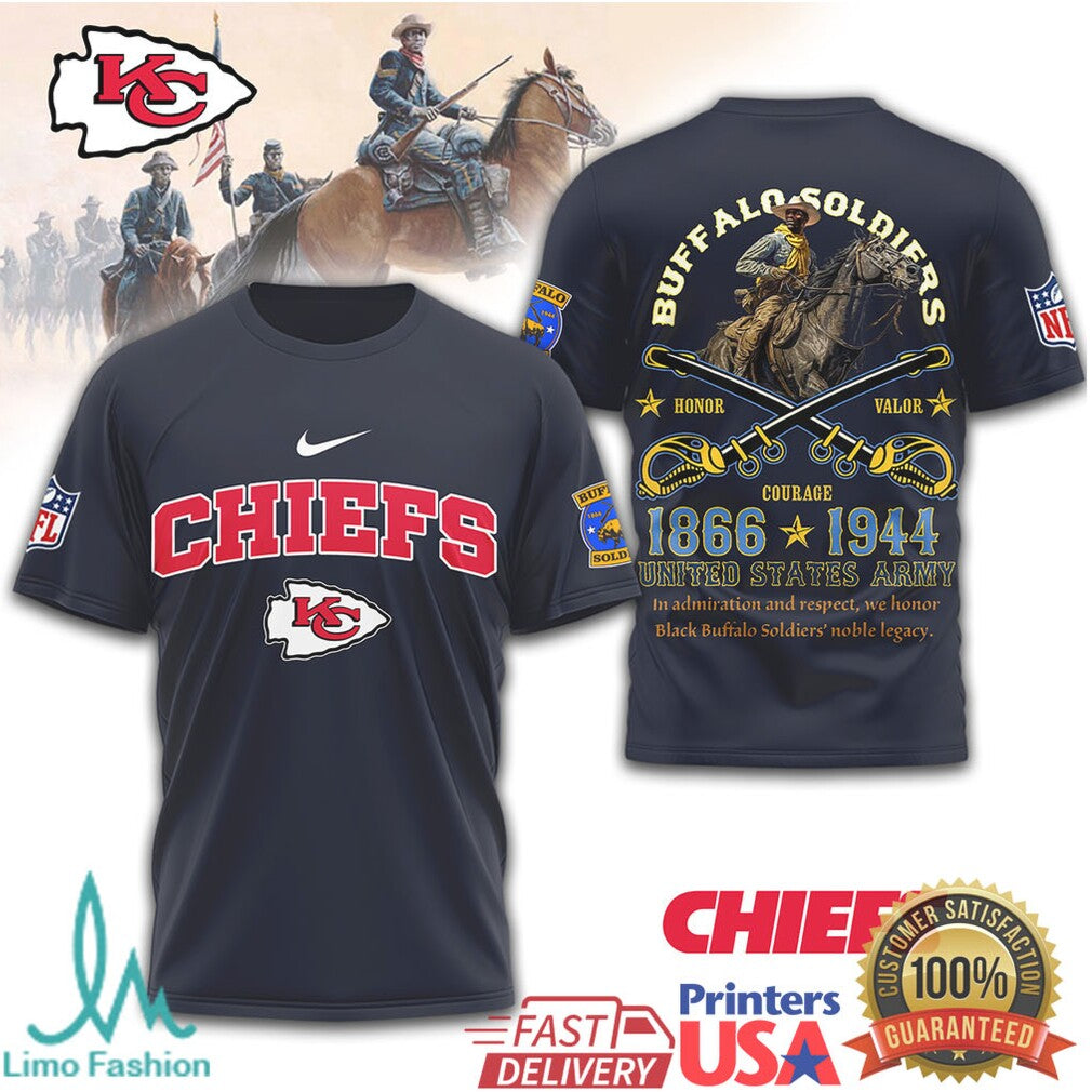 Kansas City Chiefs Buffalo Soldiers US Army 1866 1944 Courage T Shirt - Limotees LLC
