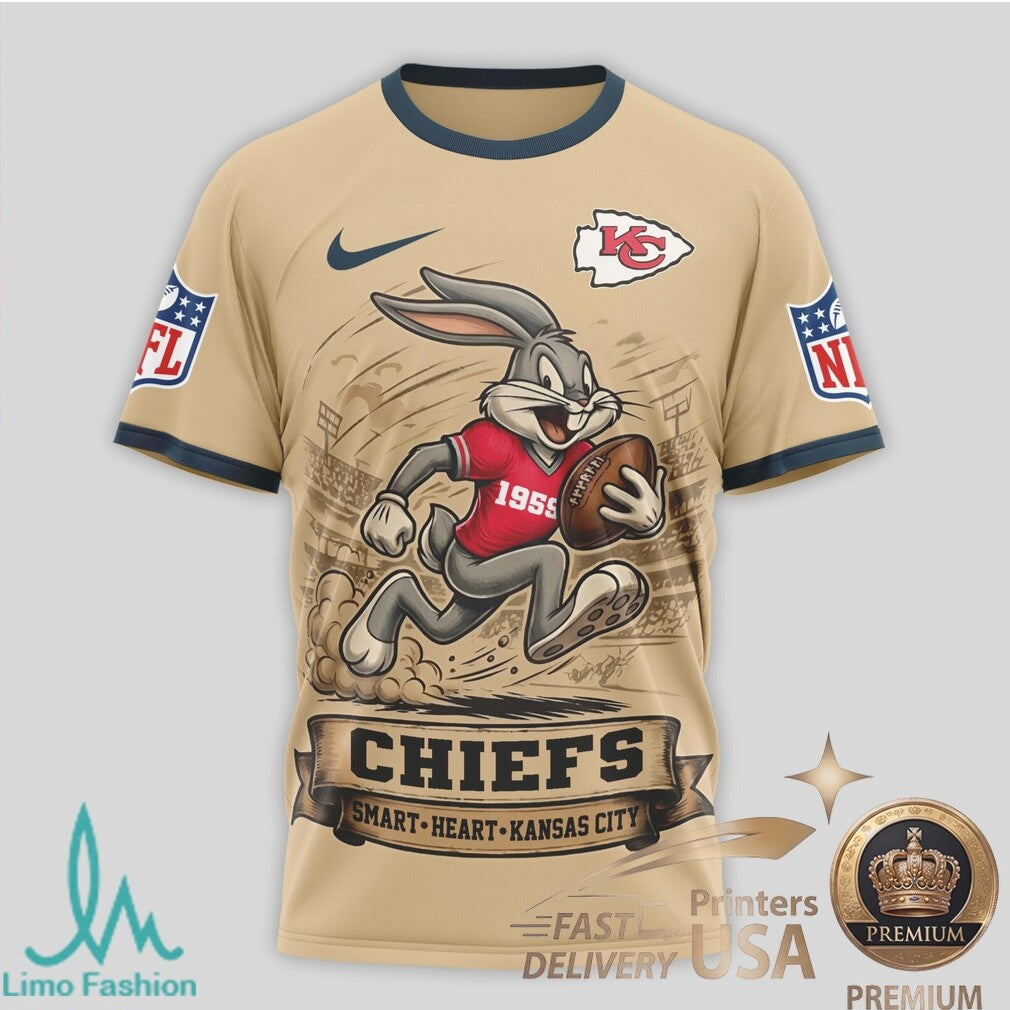 Kansas City Chiefs Bugs Bunny Smart Heart Built On Brains T Shirt - Limotees LLC