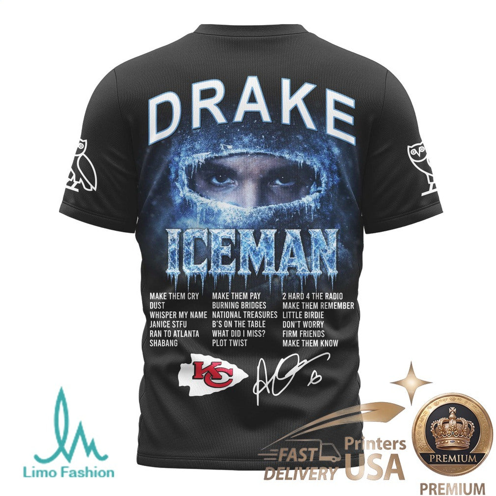Kansas City Chiefs Drake Iceman Hip Hop Black T Shirt - Limotees LLC