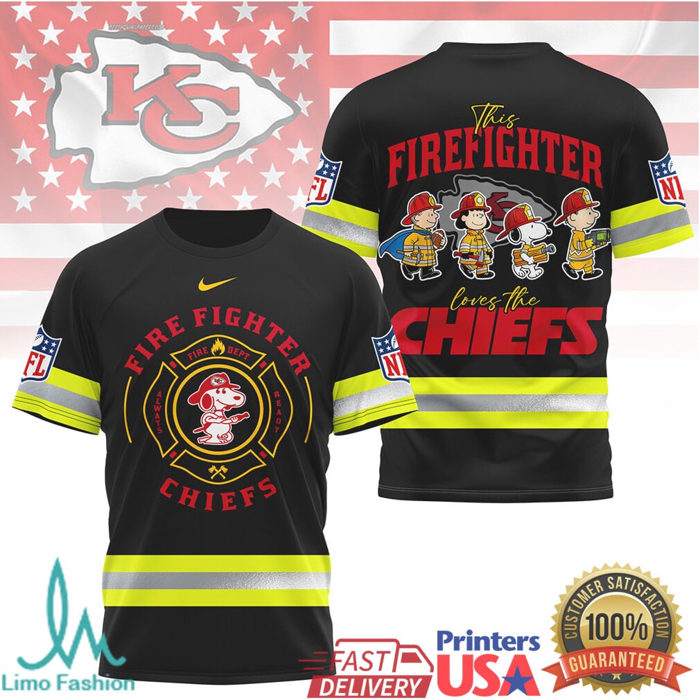 Kansas City Chiefs Firefighter Snoopy Peanuts Super Bowl Fan T Shirt - Limotees LLC