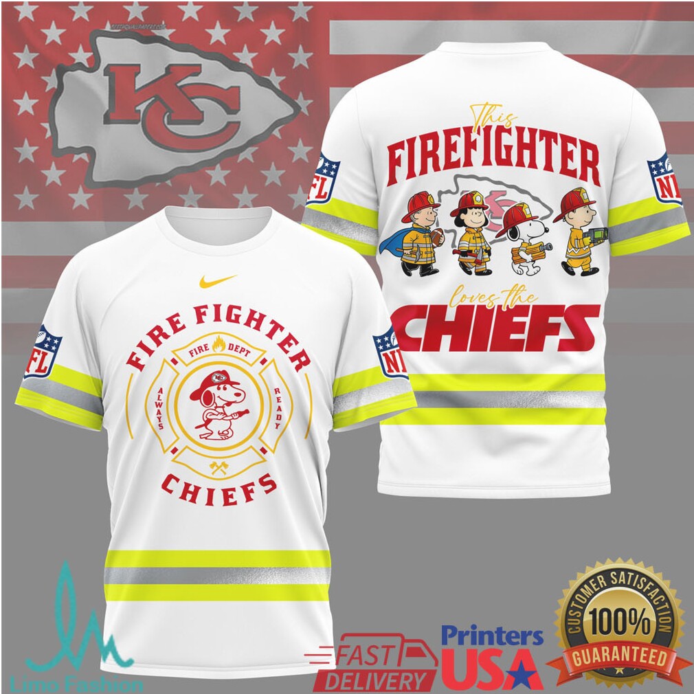 Kansas City Chiefs Firefighter Snoopy Peanuts Super Bowl Fan T Shirt - Limotees LLC