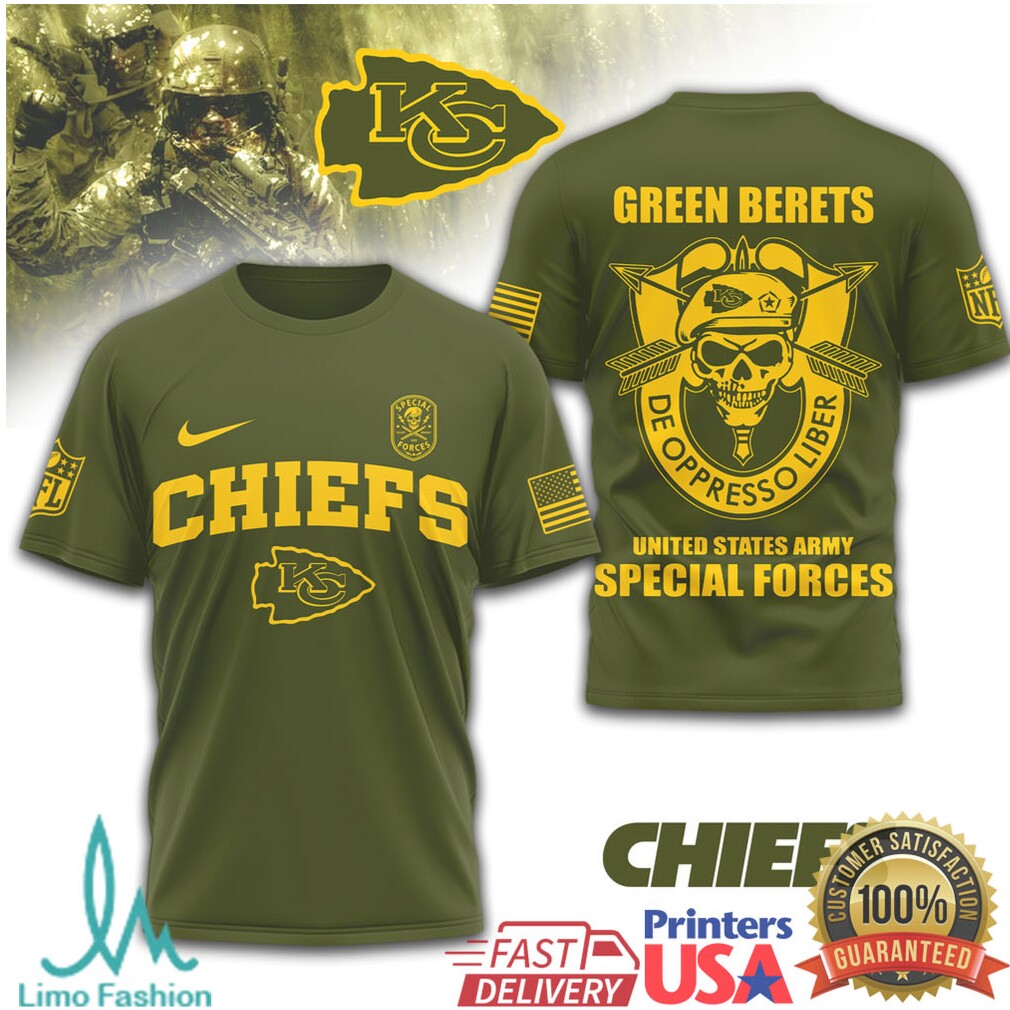 Kansas City Chiefs Green Berets Special Forces Military Olive T Shirt - Limotees LLC