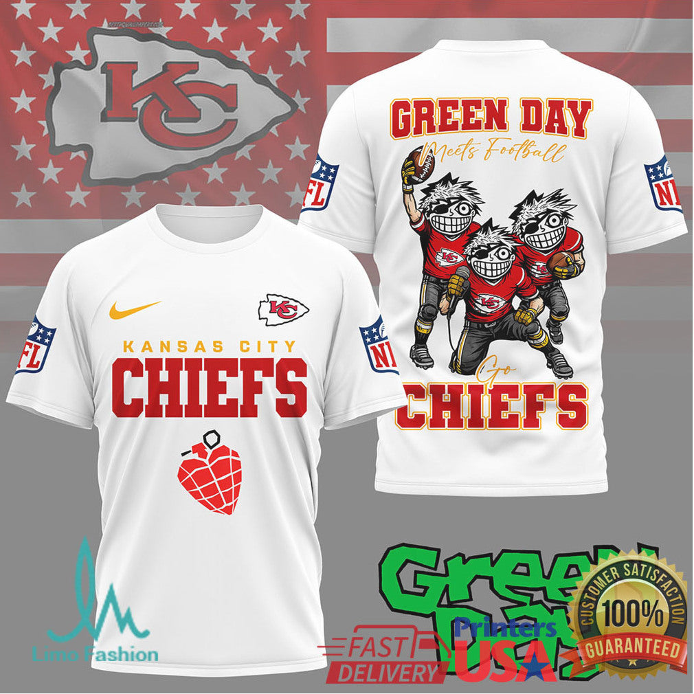 Kansas City Chiefs Green Day Meets Football Tshirt - Limotees LLC