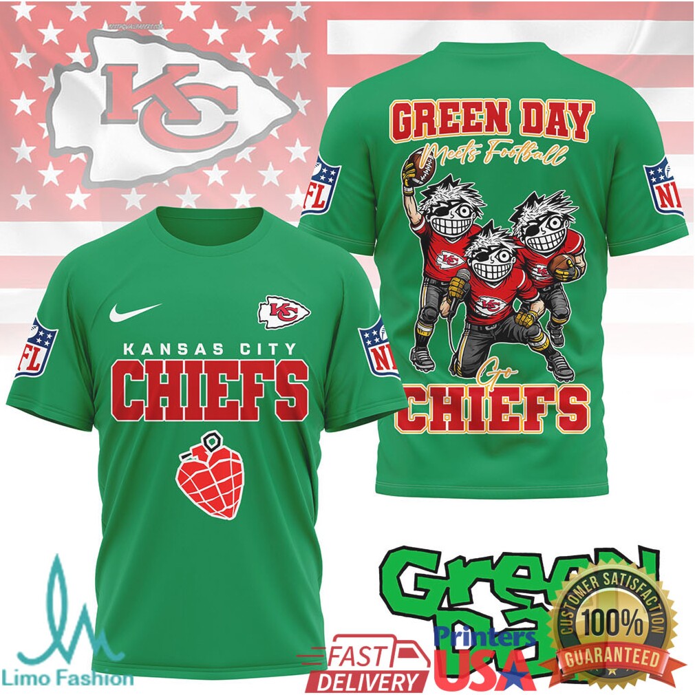 Kansas City Chiefs Green Day Meets Football Tshirt - Limotees LLC