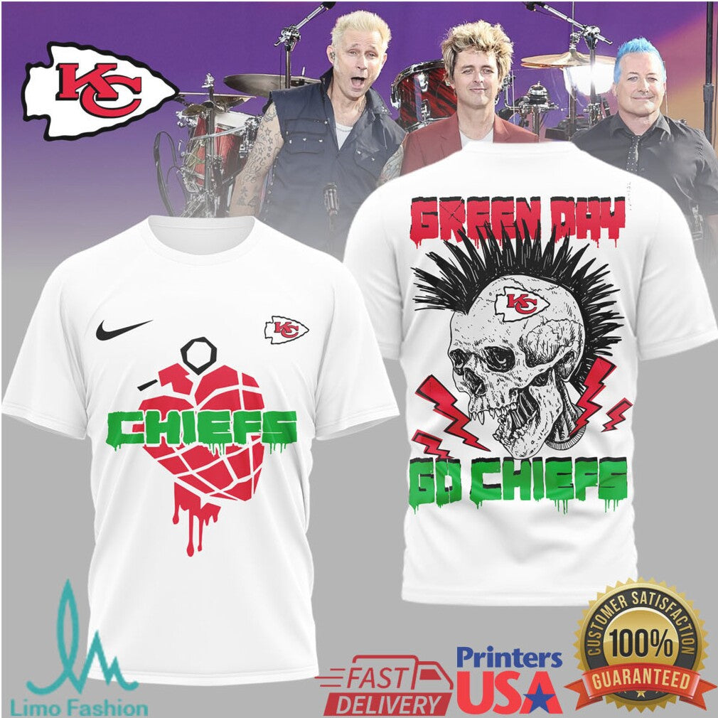 Kansas City Chiefs Green Day Punk Rock Style T Shirt - Limotees LLC