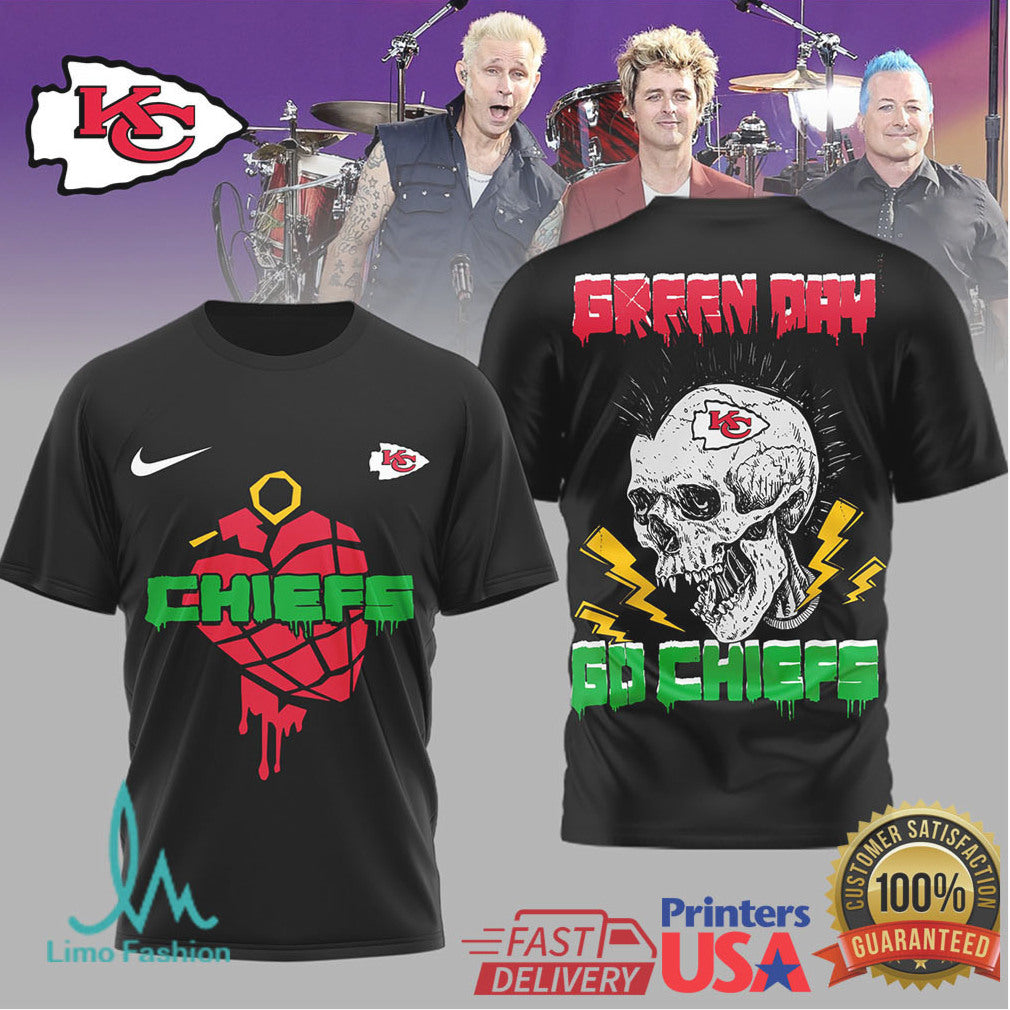Kansas City Chiefs Green Day Punk Rock Style T Shirt - Limotees LLC