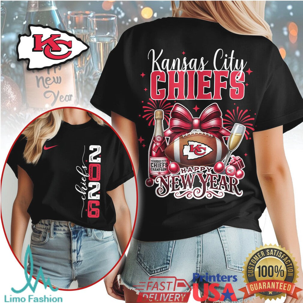 Kansas City Chiefs Happy New Year 2026 Super Fan Holiday T Shirt - Limotees LLC