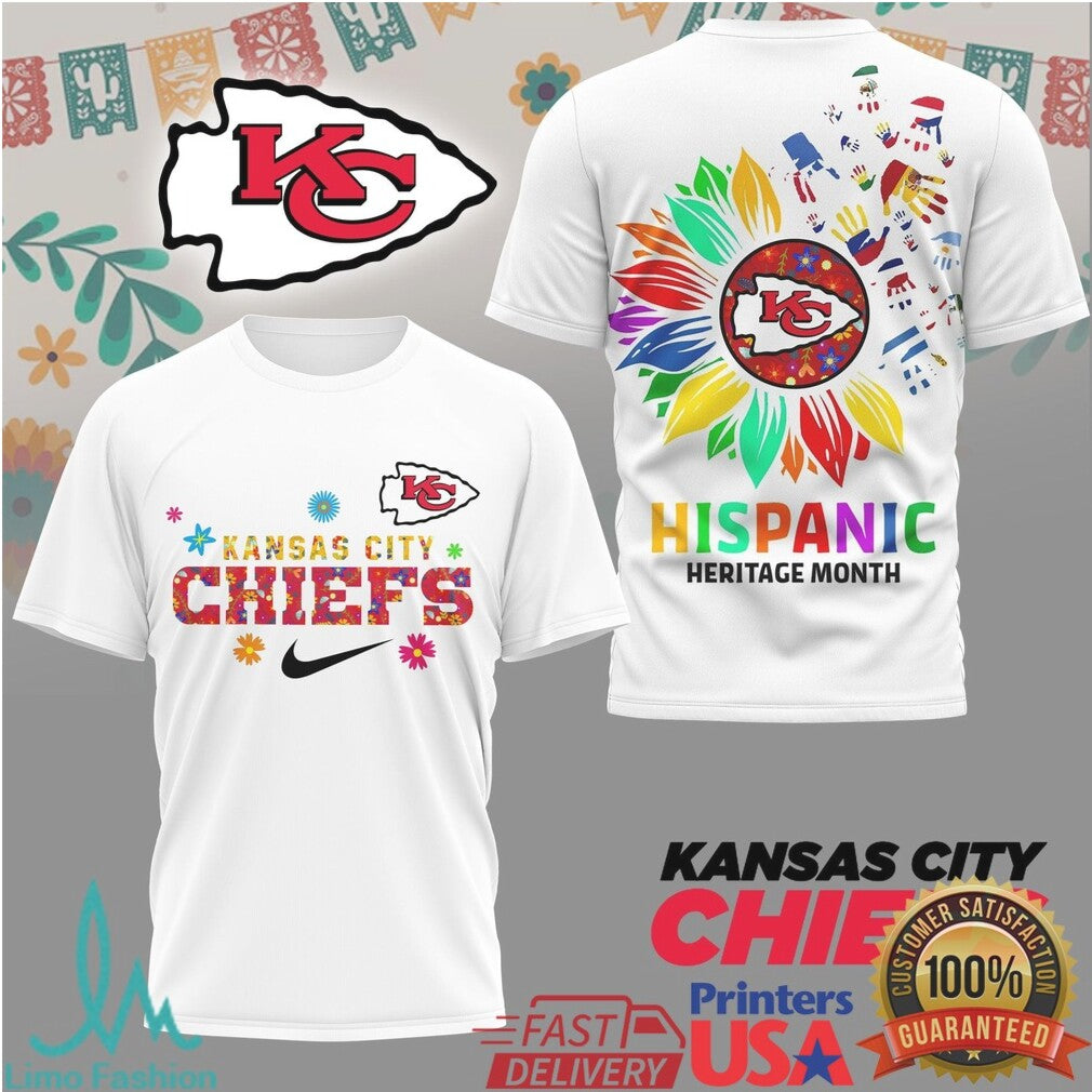 Kansas City Chiefs Hispanic Heritage Month T Shirt NFL Latino Pride Sunflower Design - Limotees LLC