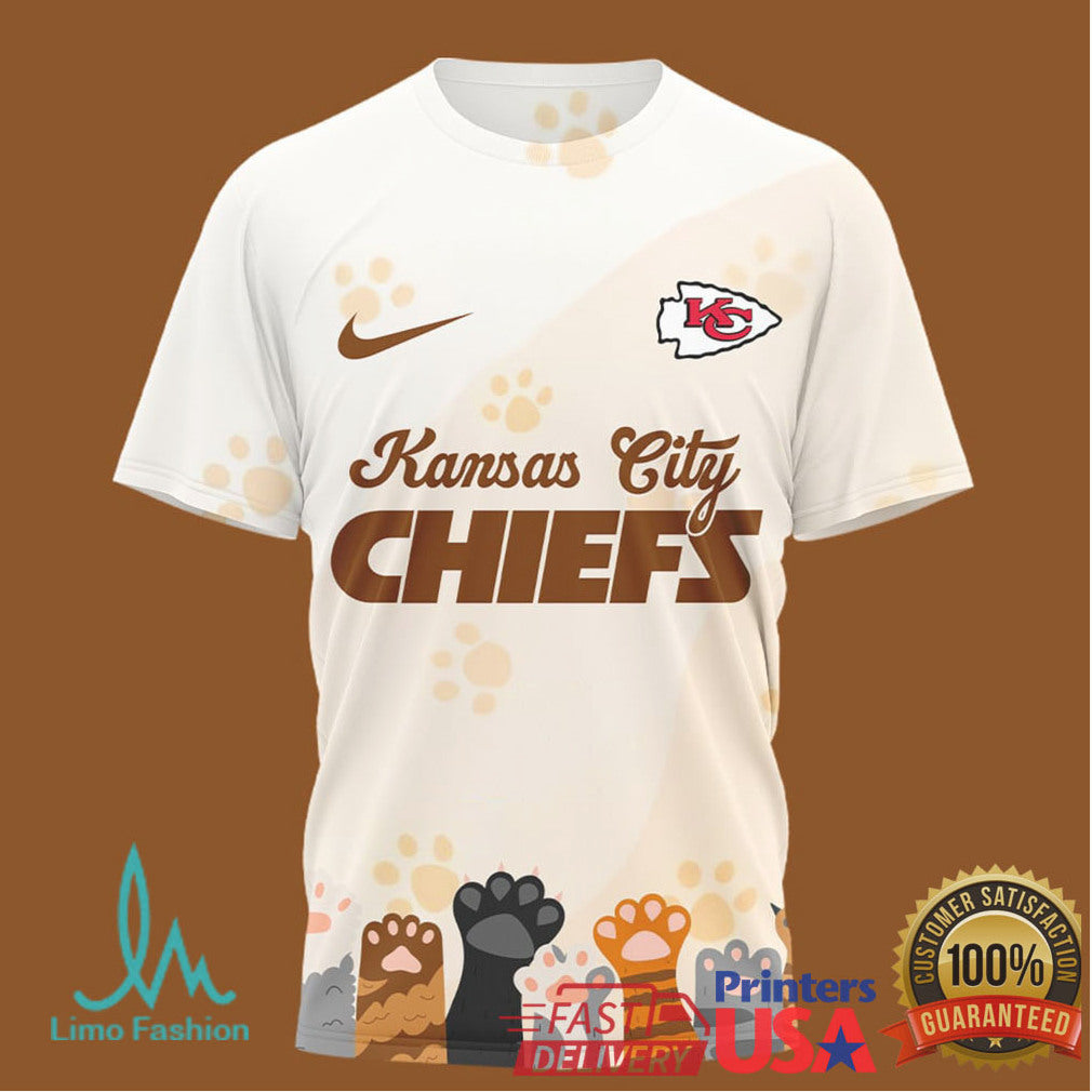 Kansas City Chiefs International Cat Day Tshirt Cute Paw Print Football Fan Tee - Limotees LLC