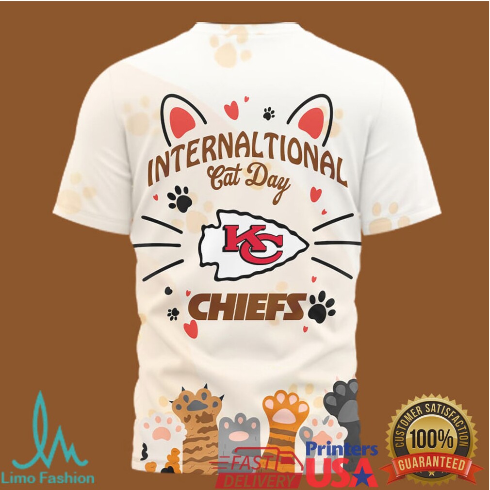 Kansas City Chiefs International Cat Day Tshirt Cute Paw Print Football Fan Tee - Limotees LLC
