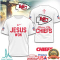 Kansas City Chiefs Jesus Won Faith Football T Shirt - Limotees LLC