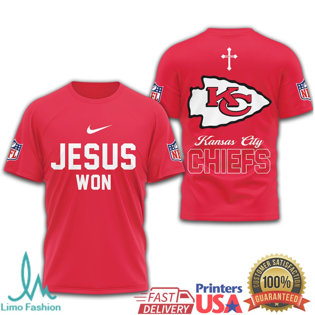 Kansas City Chiefs Jesus Won Faith Football T Shirt - Limotees LLC