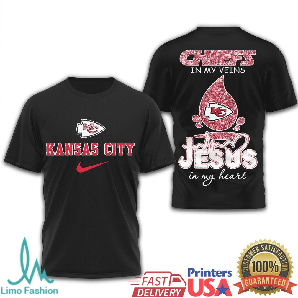 Kansas City Chiefs Jesus in My Heart Religious NFL Fan T Shirt - Limotees LLC