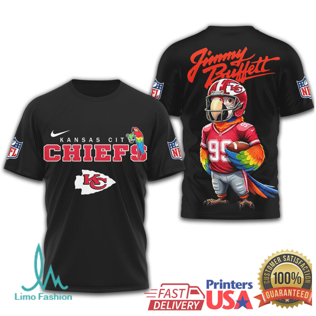 Kansas City Chiefs Jimmy Buffett Parrot Head Tribute Football Shirt - Limotees LLC