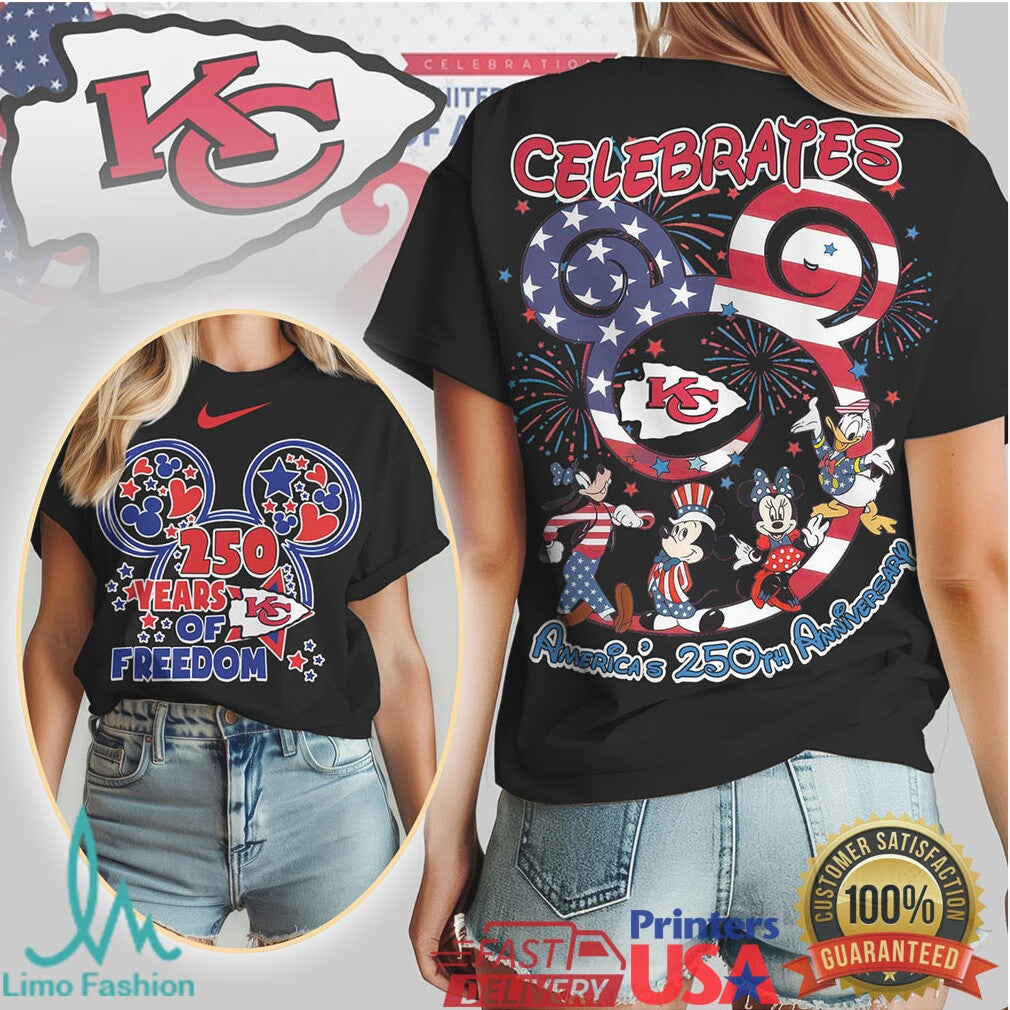 Kansas City Chiefs Mickey & Friends 250 Years of Freedom Patriotic T Shirt - Limotees LLC