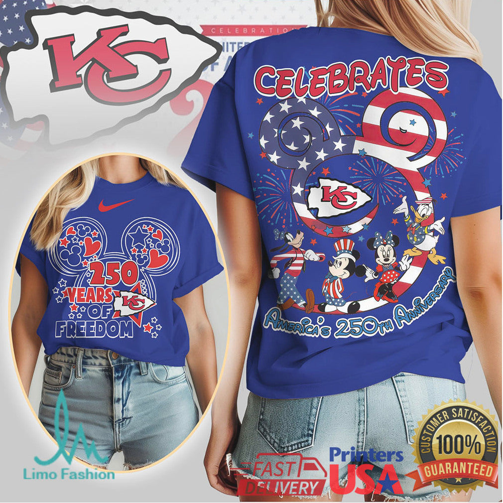 Kansas City Chiefs Mickey & Friends 250 Years of Freedom Patriotic T Shirt - Limotees LLC