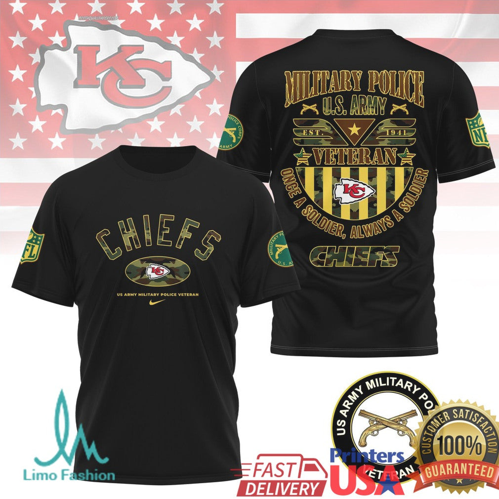 Kansas City Chiefs Military Police U.S. Army Veteran T Shirt Camo Army MP Fan T Shirt - Limotees LLC