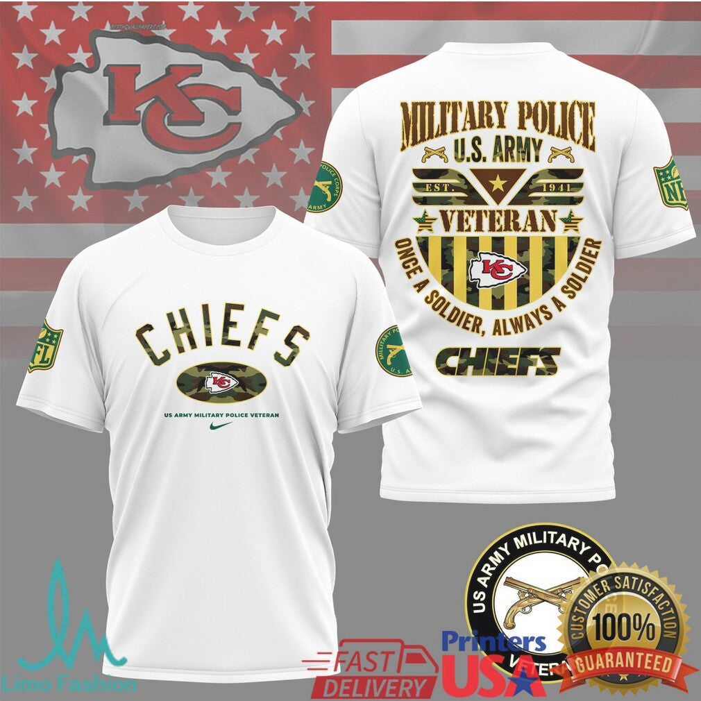 Kansas City Chiefs Military Police U.S. Army Veteran T Shirt Camo Army MP Fan T Shirt - Limotees LLC