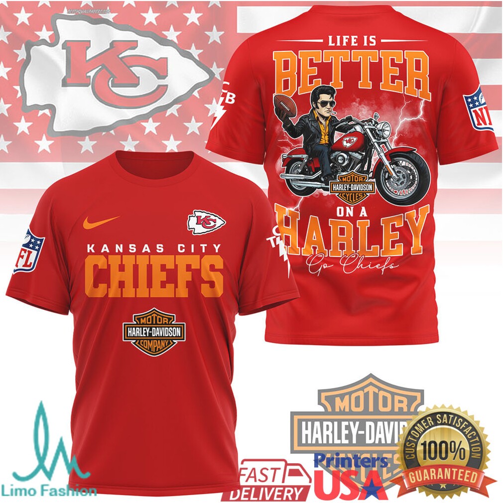 Kansas City Chiefs NFL x Harley Davidson Life Is Better On A Harley T Shirt