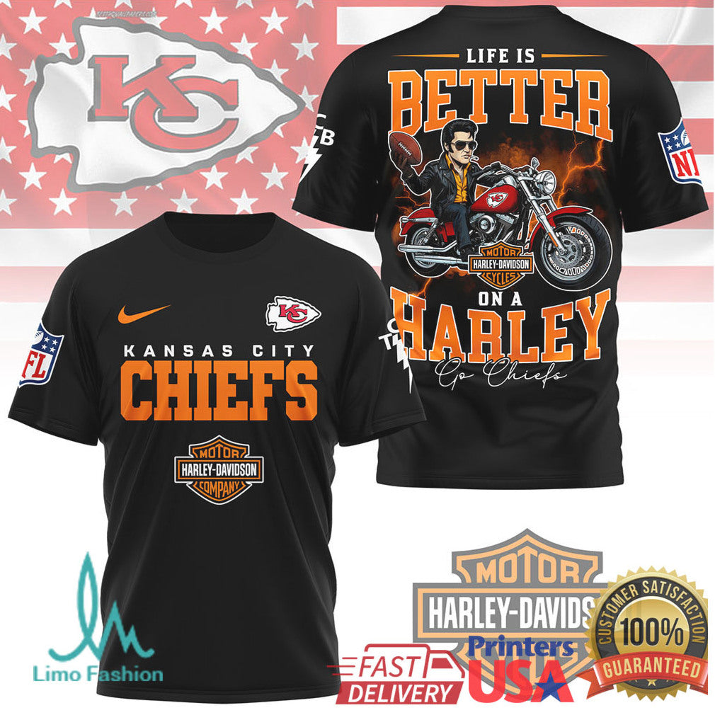 Kansas City Chiefs NFL x Harley Davidson Life Is Better On A Harley T Shirt