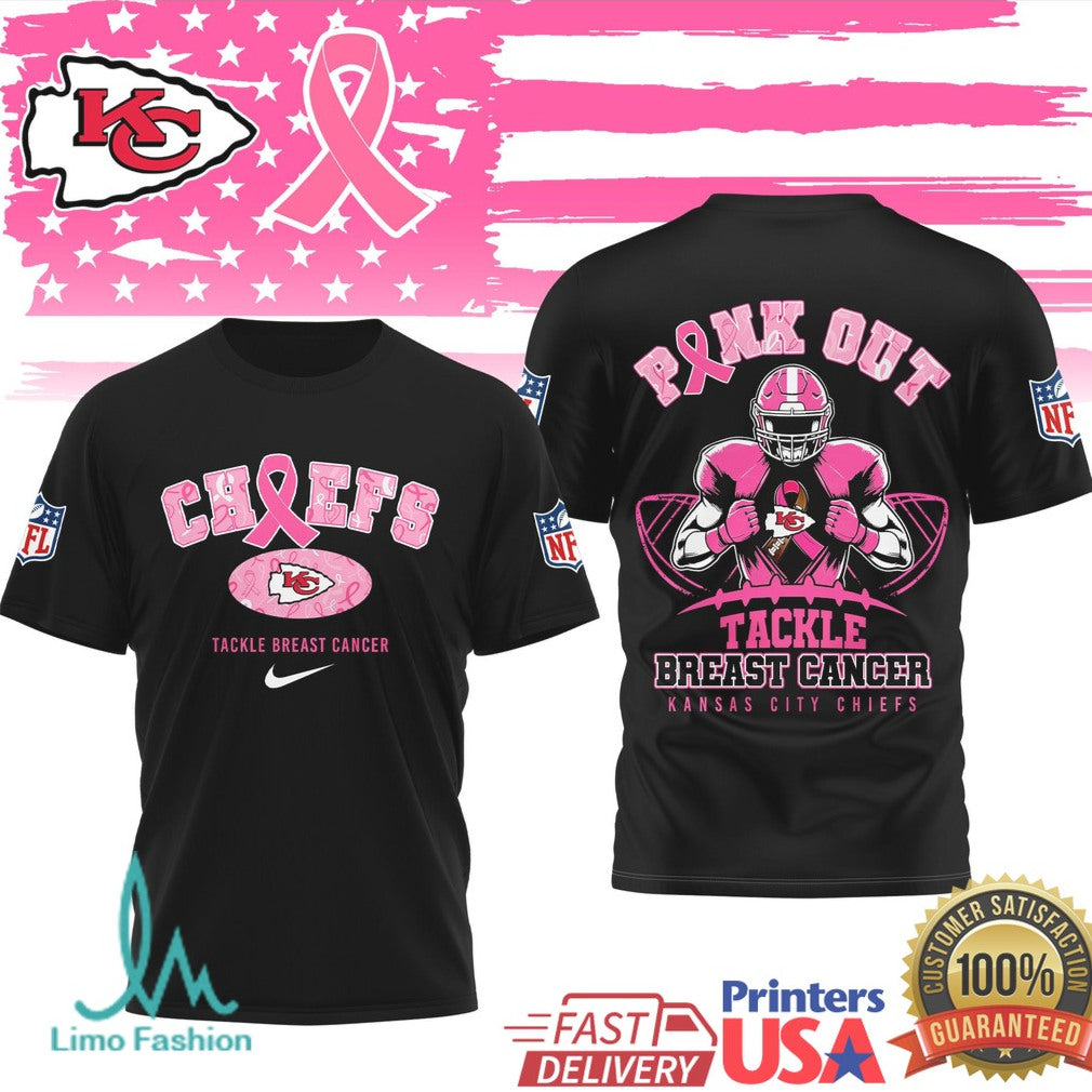 Kansas City Chiefs & New York Jets Tackle Breast Cancer Support Pink Out T Shirt - Limotees LLC