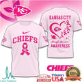 Kansas City Chiefs Nike Breast Cancer Awareness Football Heart T Shirt - Limotees LLC