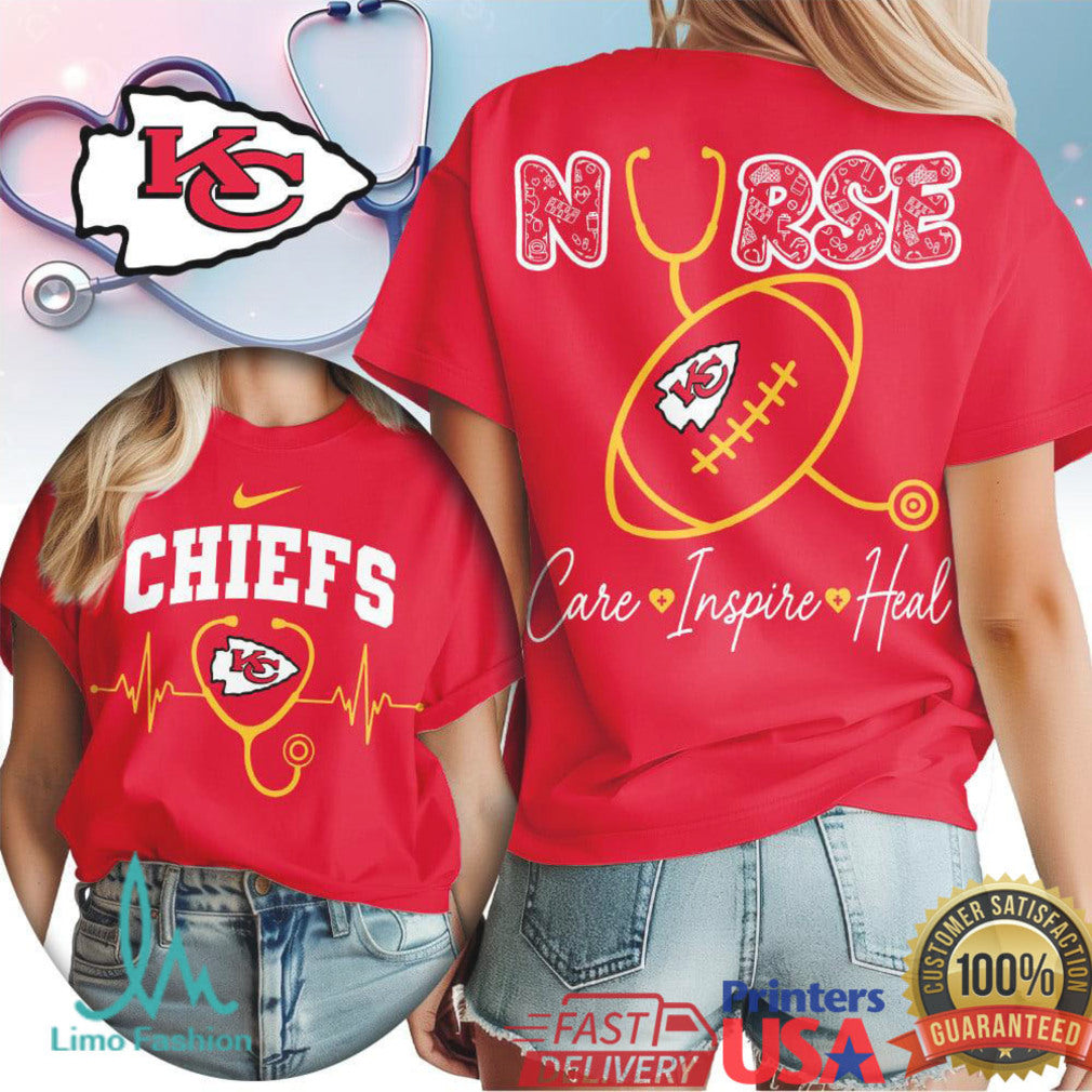 Kansas City Chiefs Nurse Gift T Shirt Medical Professional Football Fan Top - Limotees LLC