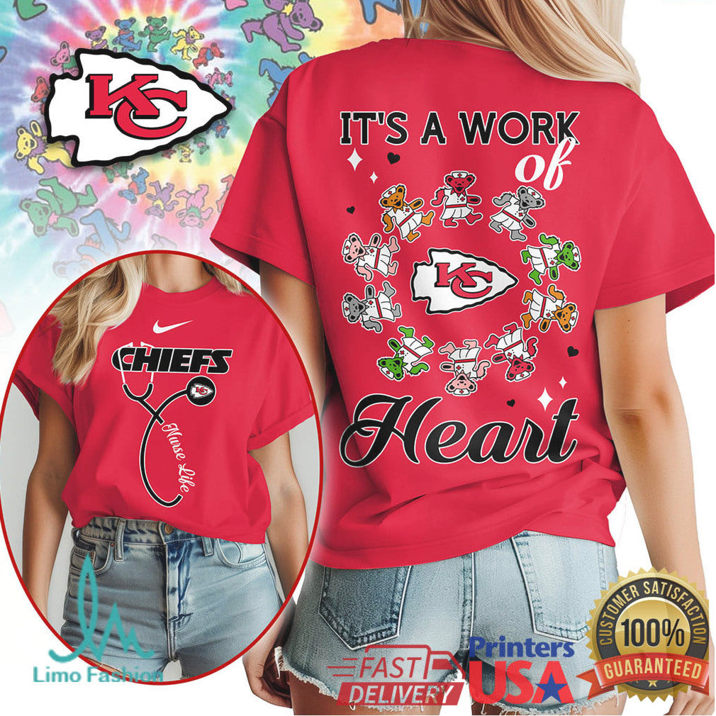 Kansas City Chiefs Nursing T Shirt It's a Work of Heart Fan Gear - Limotees LLC
