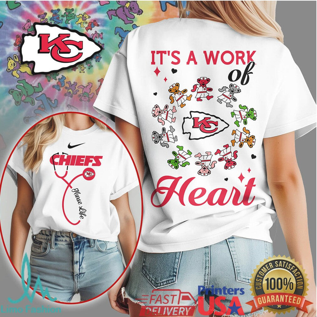 Kansas City Chiefs Nursing T Shirt It's a Work of Heart Fan Gear - Limotees LLC