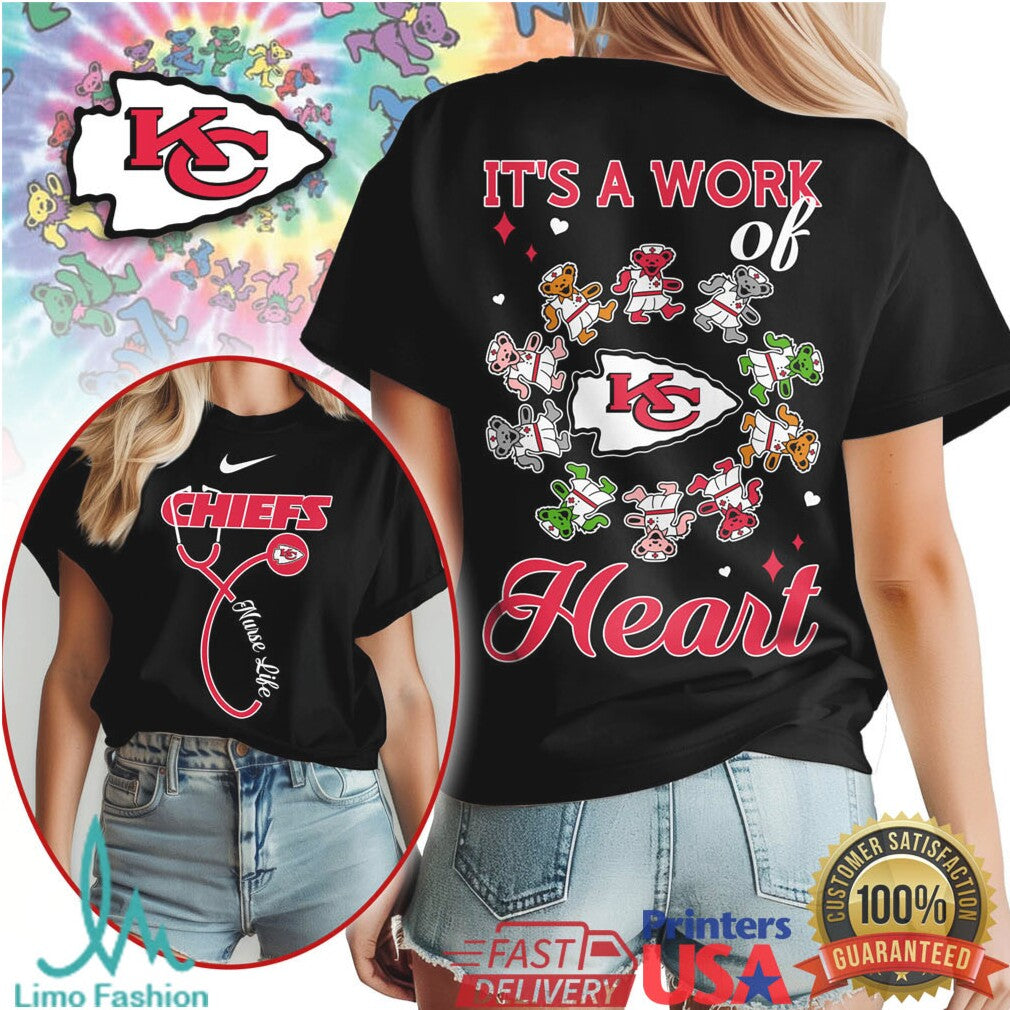 Kansas City Chiefs Nursing T Shirt It's a Work of Heart Fan Gear - Limotees LLC